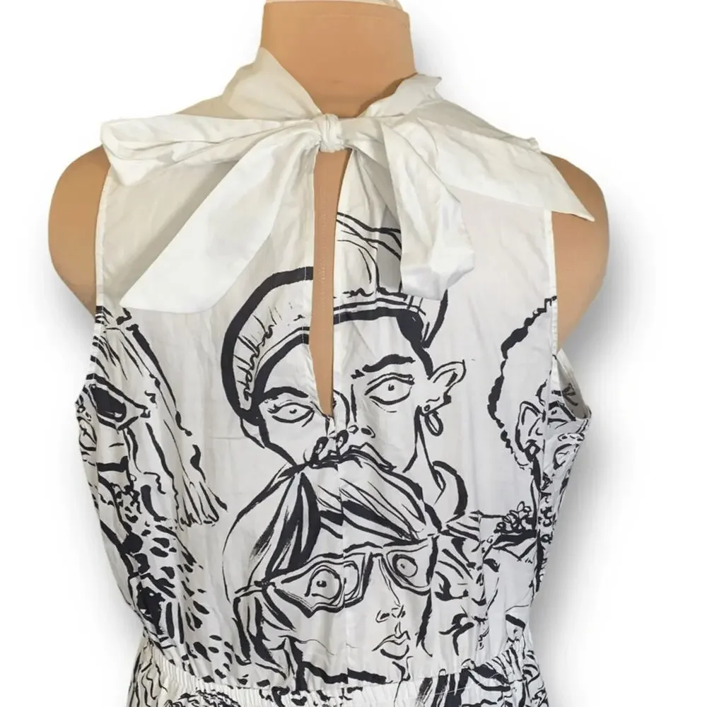 The Kit Jia Dress JLR Sketchbook White Ruffled Maxi Cutout Bow Detail Back Faces